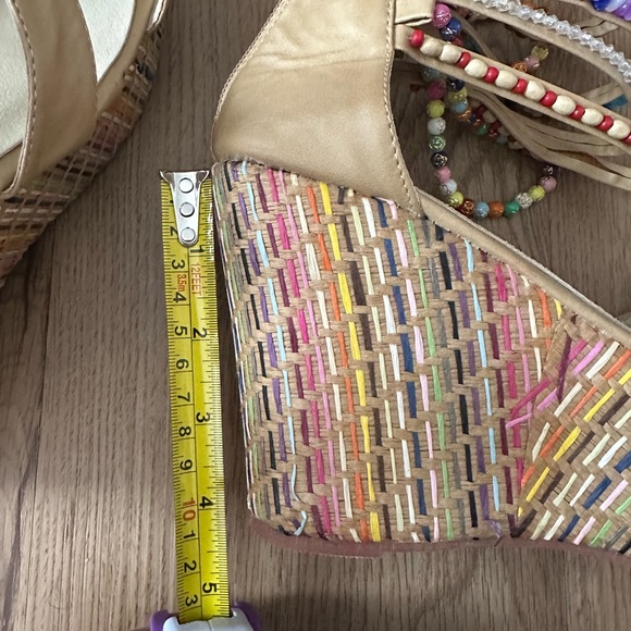 Cute wedge beaded colorful threaded pattern shoes - Picture 13 of 16